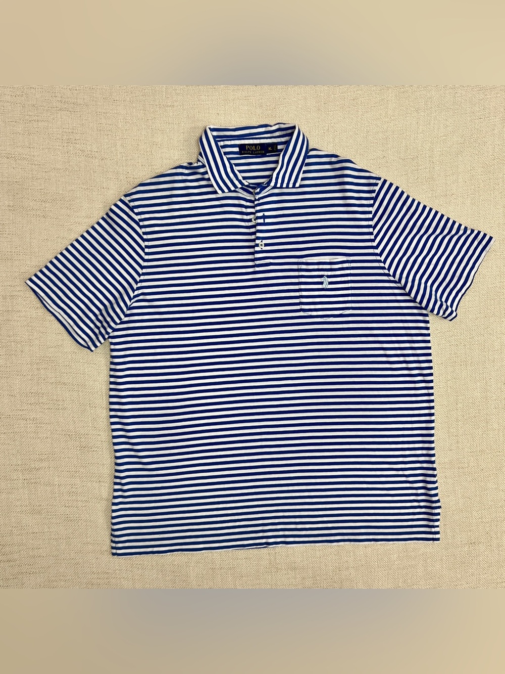Polo Ralph Lauren Striped Pocket Polo Nautical Blue White XL